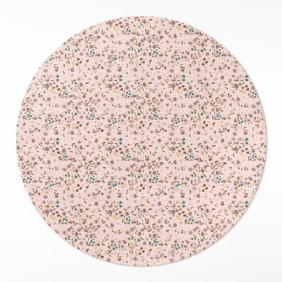 Runder vinyl teppich Winzige Blumen auf einer Wiese im Boho-Stil