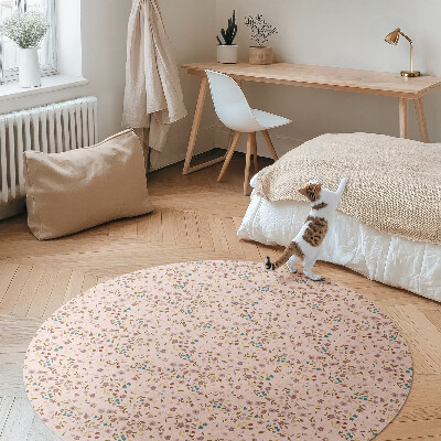 Runder vinyl teppich Winzige Blumen auf einer Wiese im Boho-Stil