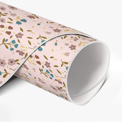 Runder vinyl teppich Winzige Blumen auf einer Wiese im Boho-Stil