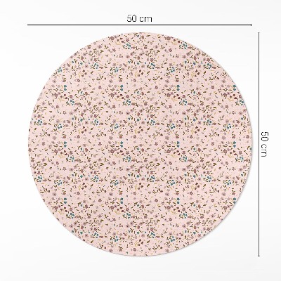 Runder vinyl teppich Winzige Blumen auf einer Wiese im Boho-Stil