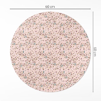Runder vinyl teppich Winzige Blumen auf einer Wiese im Boho-Stil