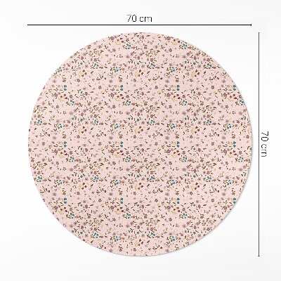 Runder vinyl teppich Winzige Blumen auf einer Wiese im Boho-Stil