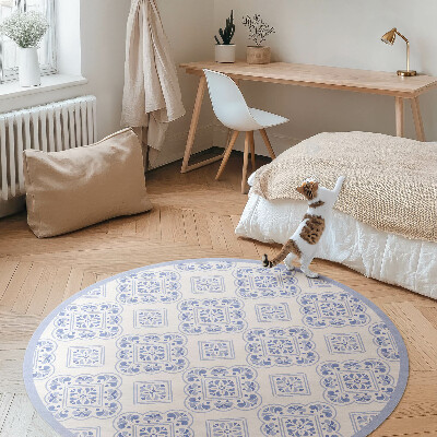 Runder vinyl teppich läufer Mediterrane dekorative Fliesen