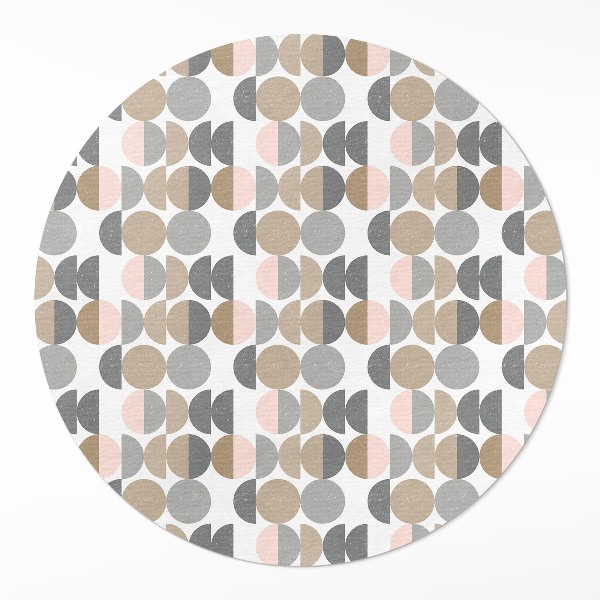 Runder vinyl teppich läufer Kreise und Halbmonde geometrisches Retro-Muster