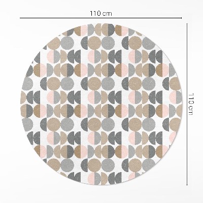 Runder vinyl teppich läufer Kreise und Halbmonde geometrisches Retro-Muster