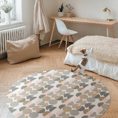 Runder vinyl teppich läufer Kreise und Halbmonde geometrisches Retro-Muster