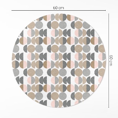 Runder vinyl teppich läufer Kreise und Halbmonde geometrisches Retro-Muster