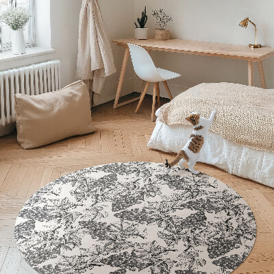 Runder teppich pvc Weinreben-Skizze im Vintage-Stil