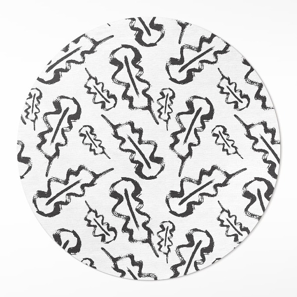 Runder vinyl teppich läufer Gemalte Blätter im minimalistischen Stil