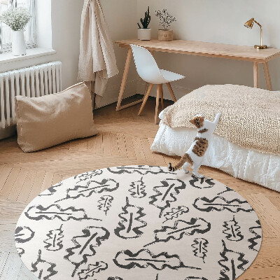 Runder vinyl teppich läufer Gemalte Blätter im minimalistischen Stil