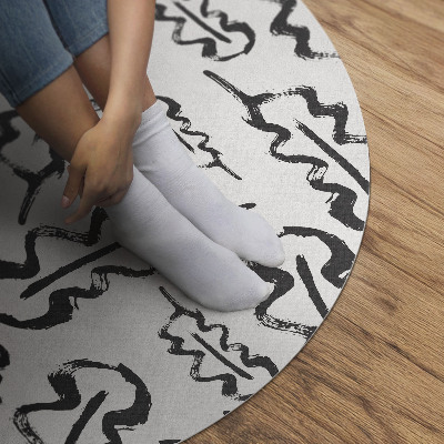 Runder vinyl teppich läufer Gemalte Blätter im minimalistischen Stil