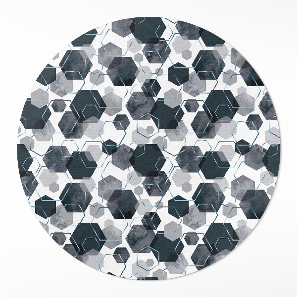 Runder vinyl teppich läufer Aquarell und lineare Sechsecke