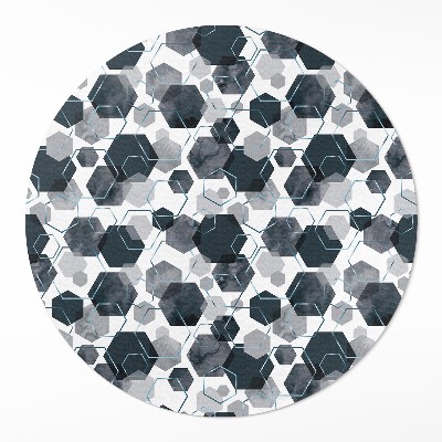Runder vinyl teppich läufer Aquarell und lineare Sechsecke