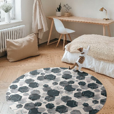 Runder vinyl teppich läufer Aquarell und lineare Sechsecke