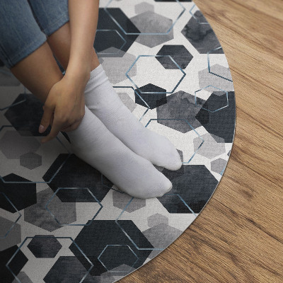 Runder vinyl teppich läufer Aquarell und lineare Sechsecke