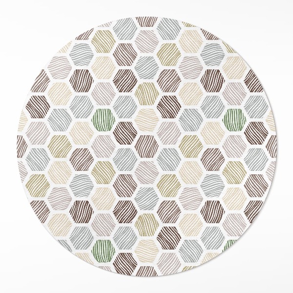 Runder teppich pvc Gemusterte Sechsecke in Pastell-Boho-Farben