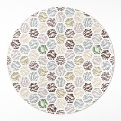 Runder teppich pvc Gemusterte Sechsecke in Pastell-Boho-Farben
