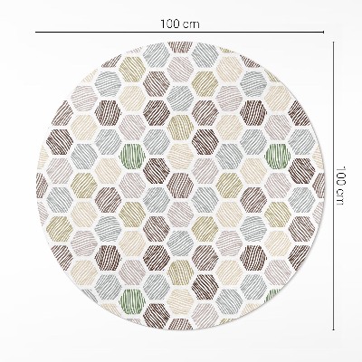 Runder teppich pvc Gemusterte Sechsecke in Pastell-Boho-Farben