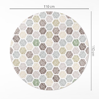 Runder teppich pvc Gemusterte Sechsecke in Pastell-Boho-Farben