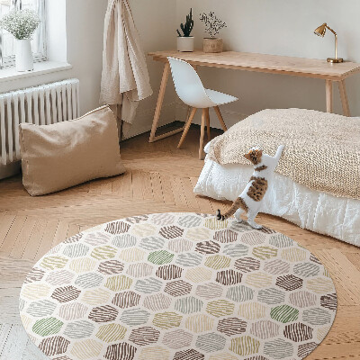 Runder teppich pvc Gemusterte Sechsecke in Pastell-Boho-Farben