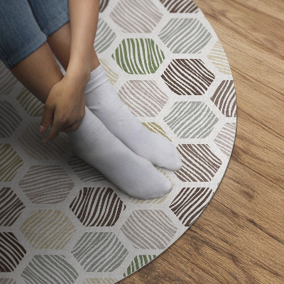Runder teppich pvc Gemusterte Sechsecke in Pastell-Boho-Farben