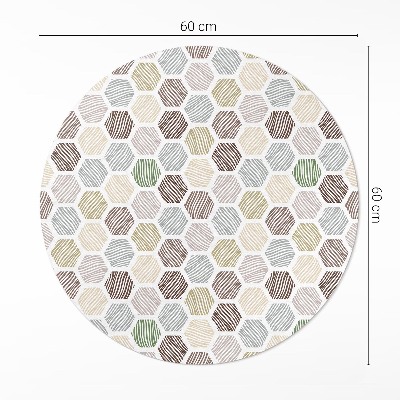 Runder teppich pvc Gemusterte Sechsecke in Pastell-Boho-Farben
