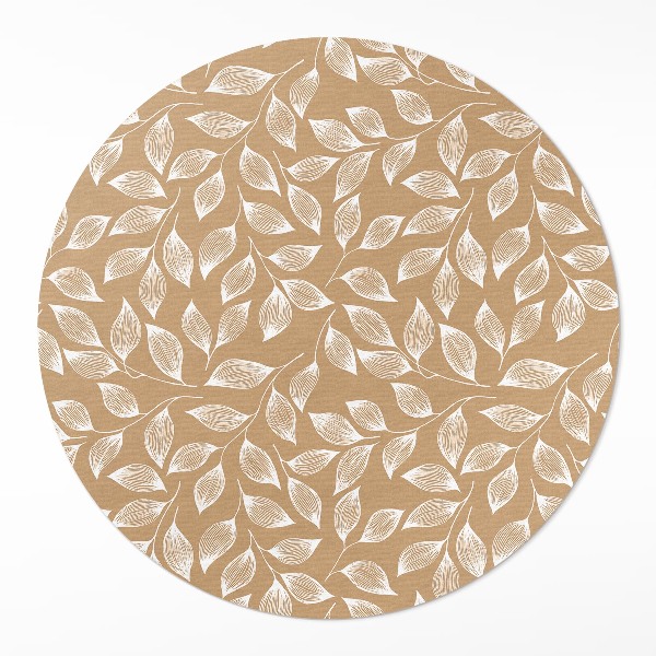 Runder pvc teppich Boho lineare Zweige mit Blättern