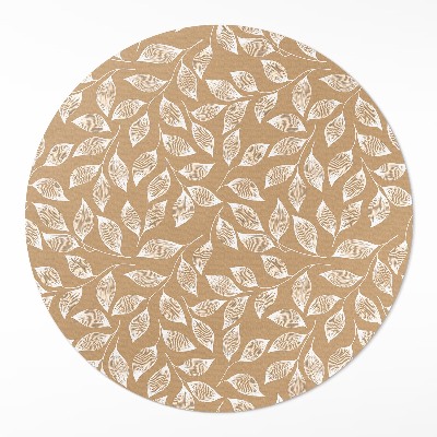 Runder pvc teppich Boho lineare Zweige mit Blättern