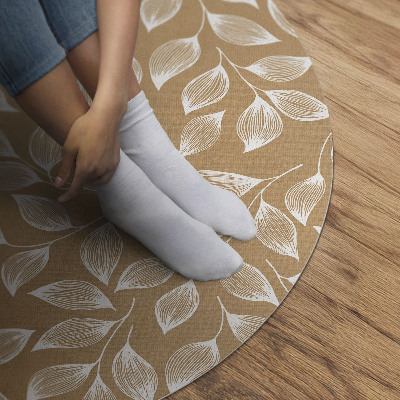 Runder pvc teppich Boho lineare Zweige mit Blättern