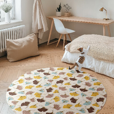 Runder teppich pvc Pastellfarbene Gingko-Blätter Boho-Illustration