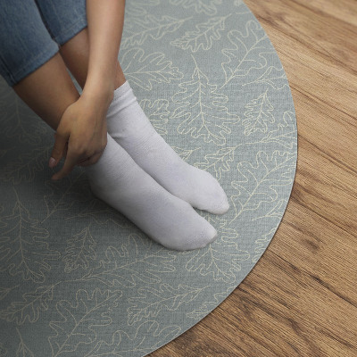 Runder teppich auf pvc Feine Walnussblätter im Boho-Stil