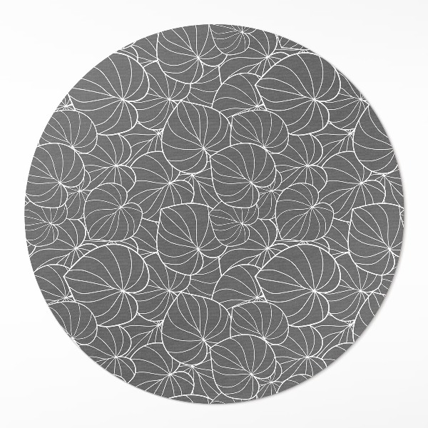 Runder vinyl teppich Lineare Blätter im Boho-Stil
