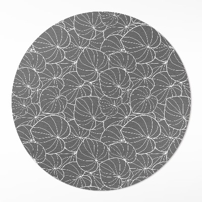 Runder vinyl teppich Lineare Blätter im Boho-Stil