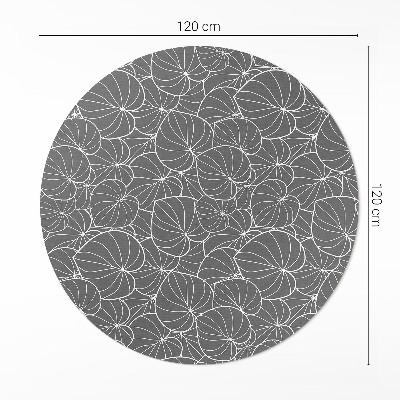 Runder vinyl teppich Lineare Blätter im Boho-Stil