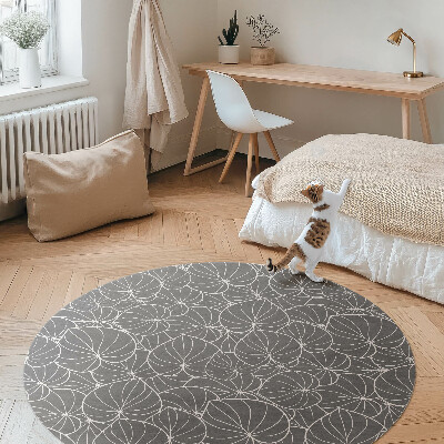 Runder vinyl teppich Lineare Blätter im Boho-Stil