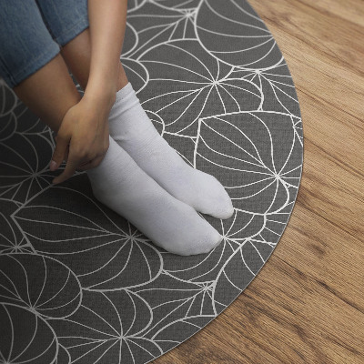 Runder vinyl teppich Lineare Blätter im Boho-Stil