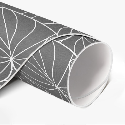 Runder vinyl teppich Lineare Blätter im Boho-Stil