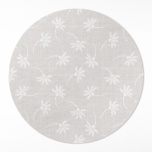 Runder pvc teppich Zarte Boho-Gänseblümchen auf Stoff