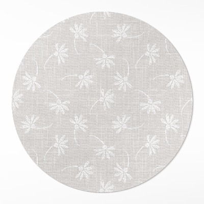 Runder pvc teppich Zarte Boho-Gänseblümchen auf Stoff
