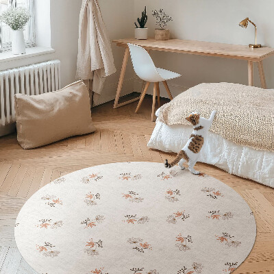 Runder vinyl teppich läufer Winzige Blumen auf Boho-Stoff