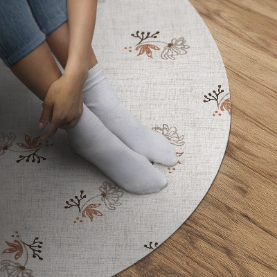 Runder vinyl teppich läufer Winzige Blumen auf Boho-Stoff