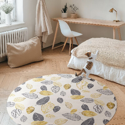 Runder pvc teppich Helle und dunkle Blätter Mode Muster Natur