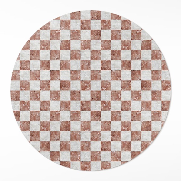 Runder vinyl teppich Marmor Schachbrettmuster Steinmosaik