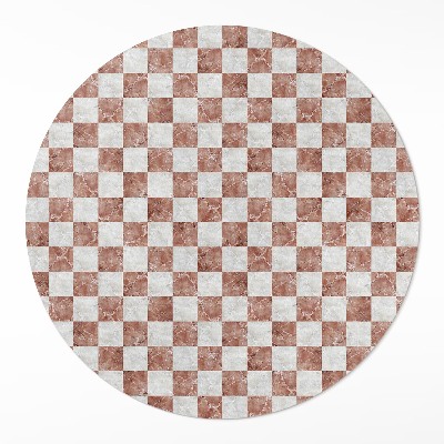 Runder vinyl teppich Marmor Schachbrettmuster Steinmosaik