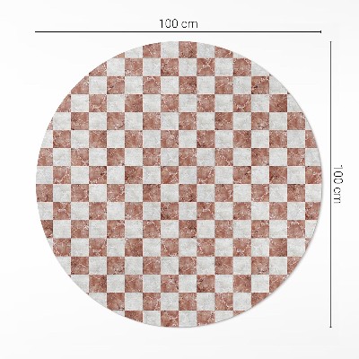 Runder vinyl teppich Marmor Schachbrettmuster Steinmosaik