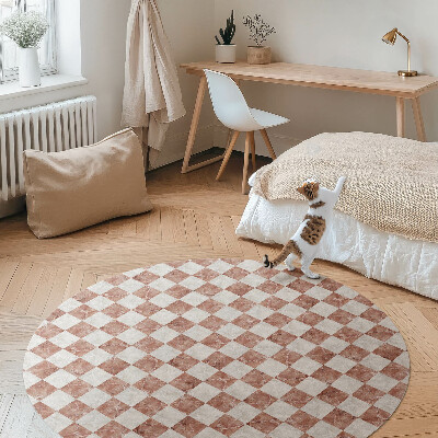 Runder vinyl teppich Marmor Schachbrettmuster Steinmosaik