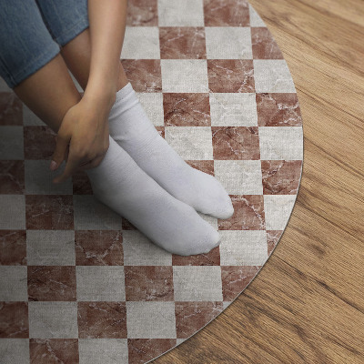 Runder vinyl teppich Marmor Schachbrettmuster Steinmosaik