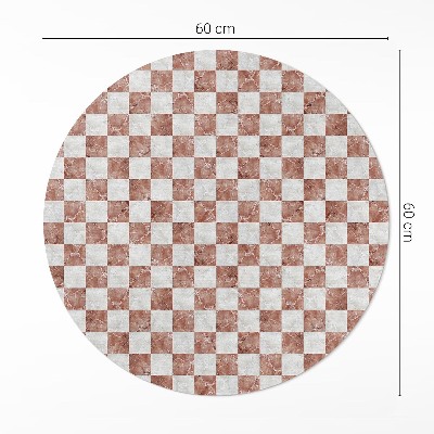 Runder vinyl teppich Marmor Schachbrettmuster Steinmosaik
