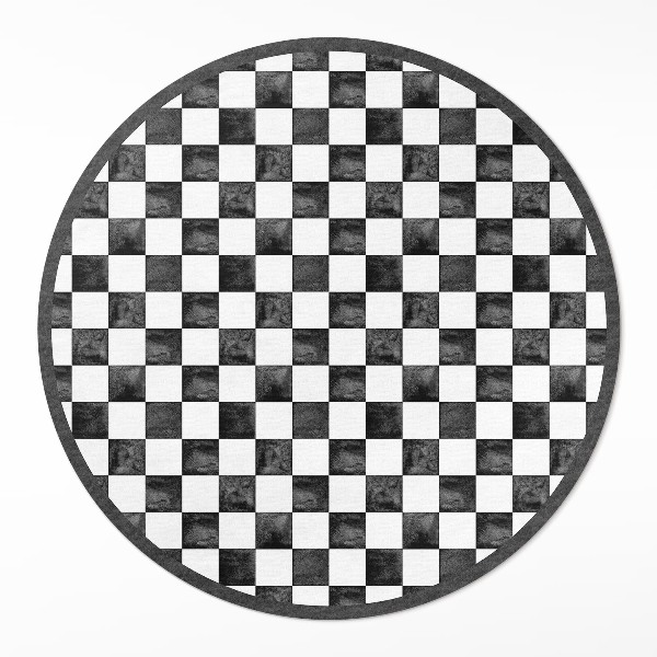 Runder vinyl teppich läufer Steinschachbrett Monochrom