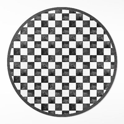 Runder vinyl teppich läufer Steinschachbrett Monochrom